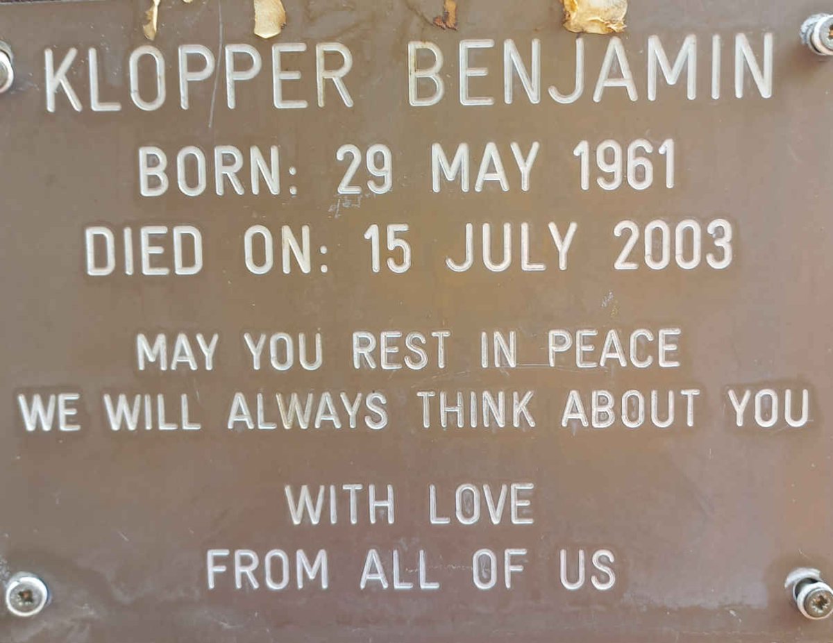 KLOPPER Benjamin 1961-2003