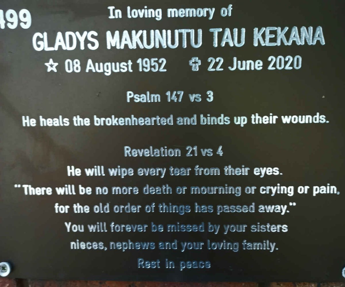 KEKANA Gladys Makunutu Tau 1952-2020