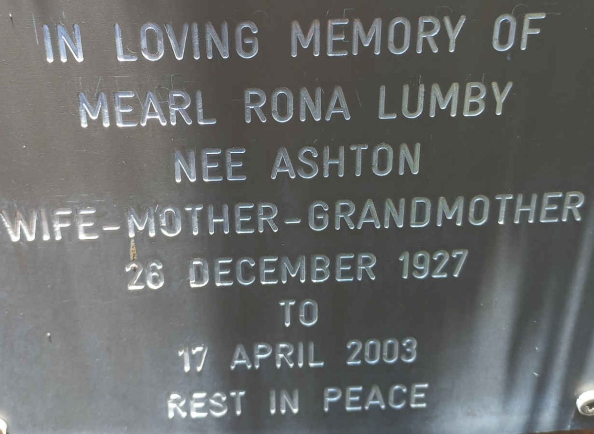 LUMBY Mearl Rona nee ASHTON 1927-2003