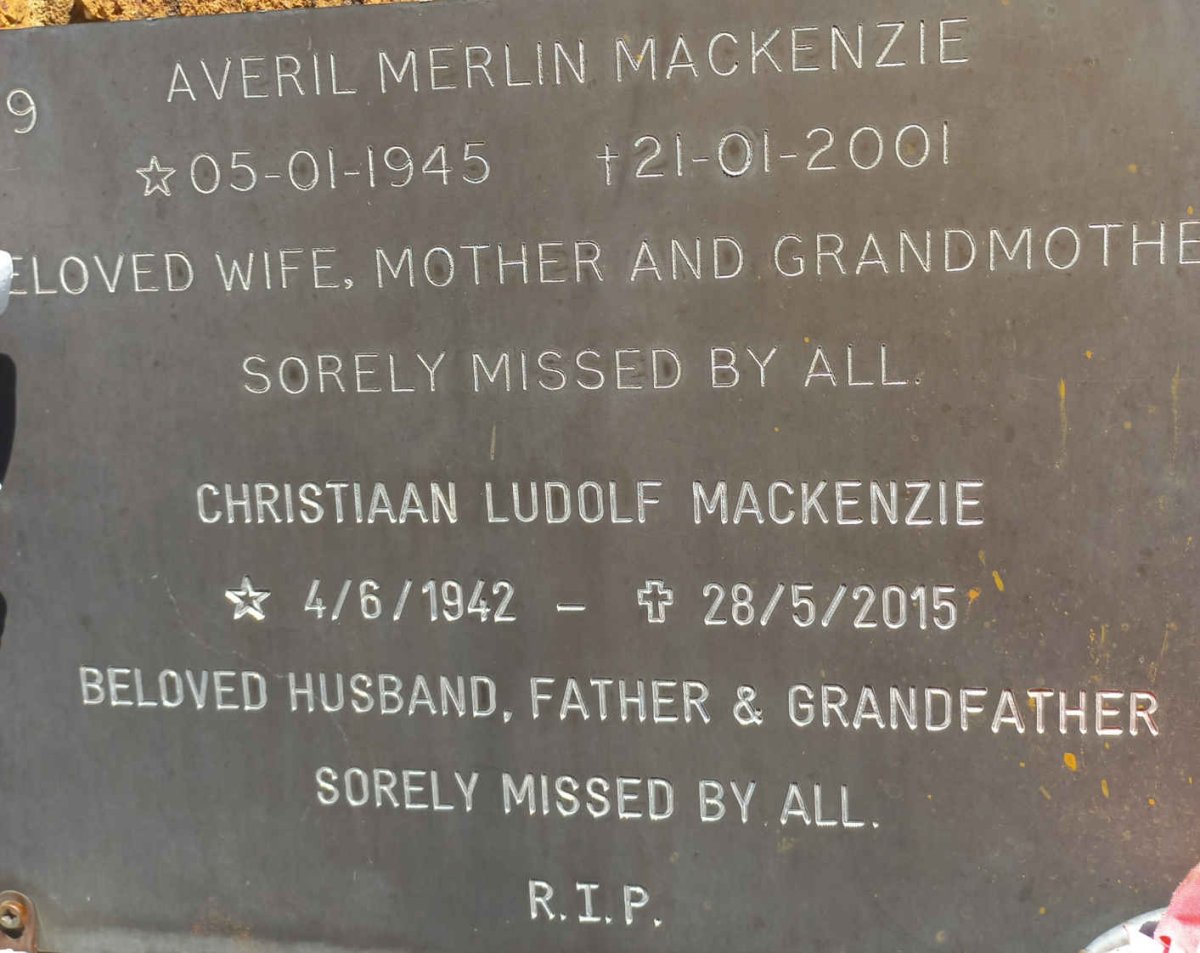 MACKENZIE Christiaan Ludolf 1942-2015 &amp; Averil Merlin 1945-2001