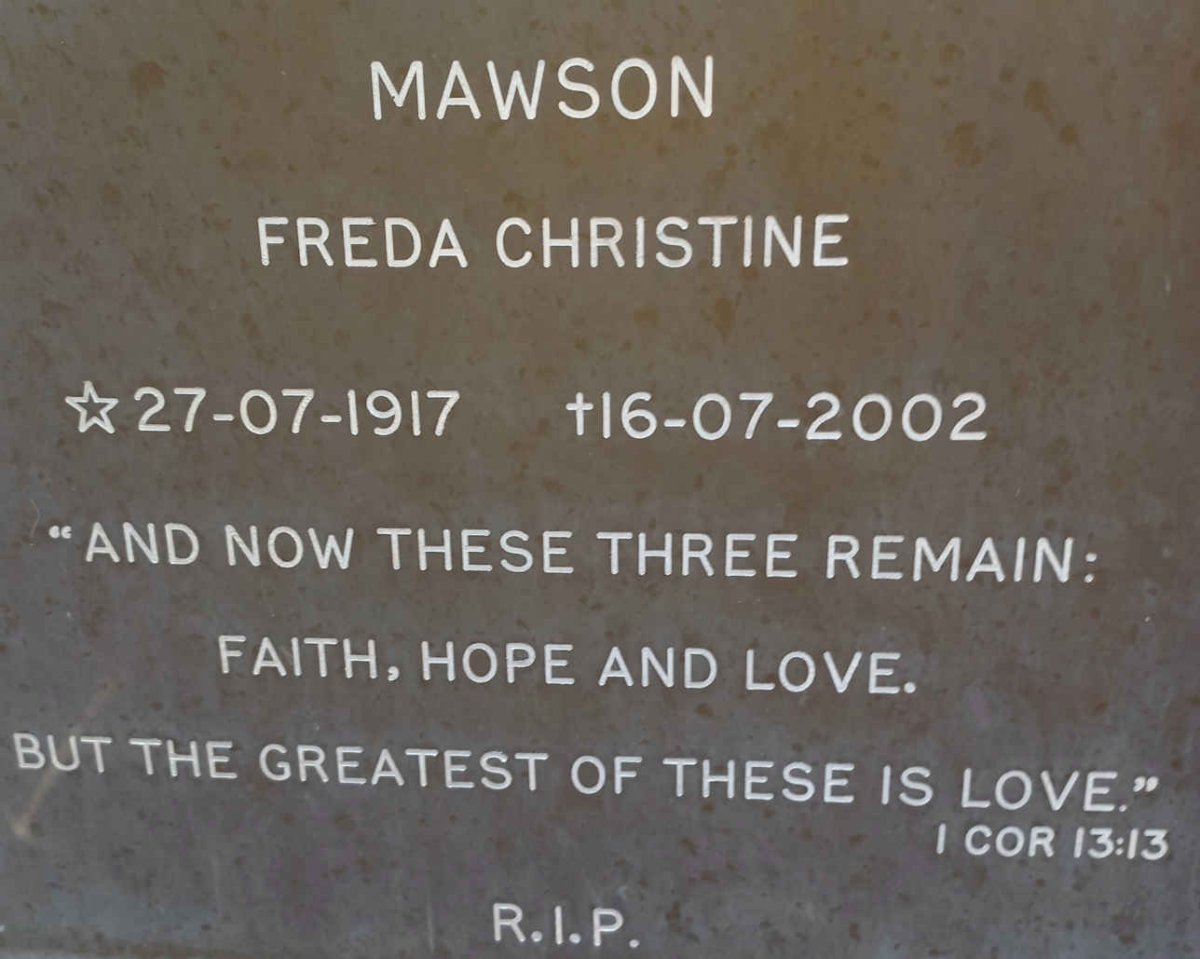 MAWSON Freda Christine 1917-2002
