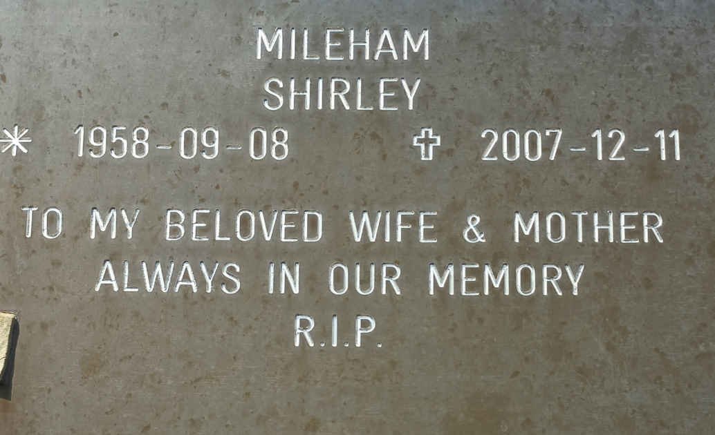 MILEHAM Shirley 1958-2007