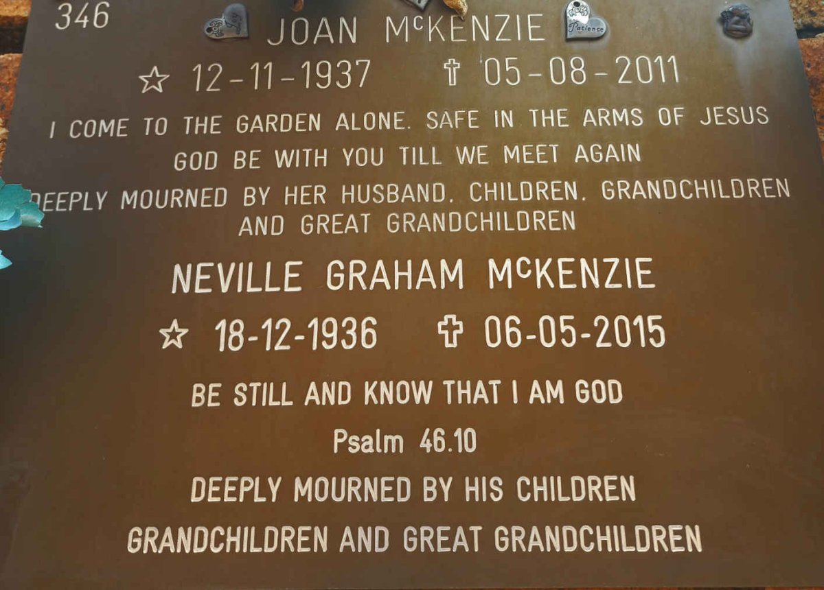 MCKENZIE Neville Graham 1936-2015 &amp; Joan 1937-2011