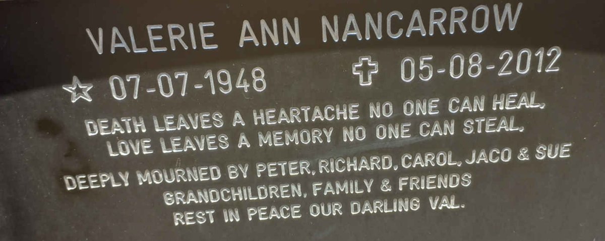 NANCARROW Valerie Ann 1948-2012