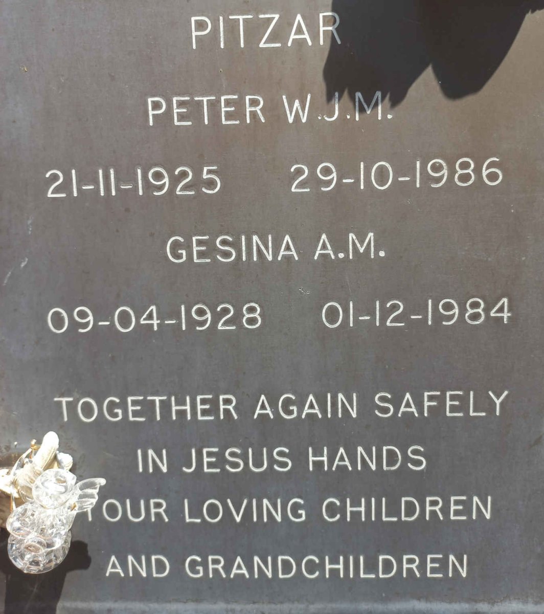 PITZAR Peter W.J.M. 1925-1986 &amp; Gesina A.M. 1928-1984