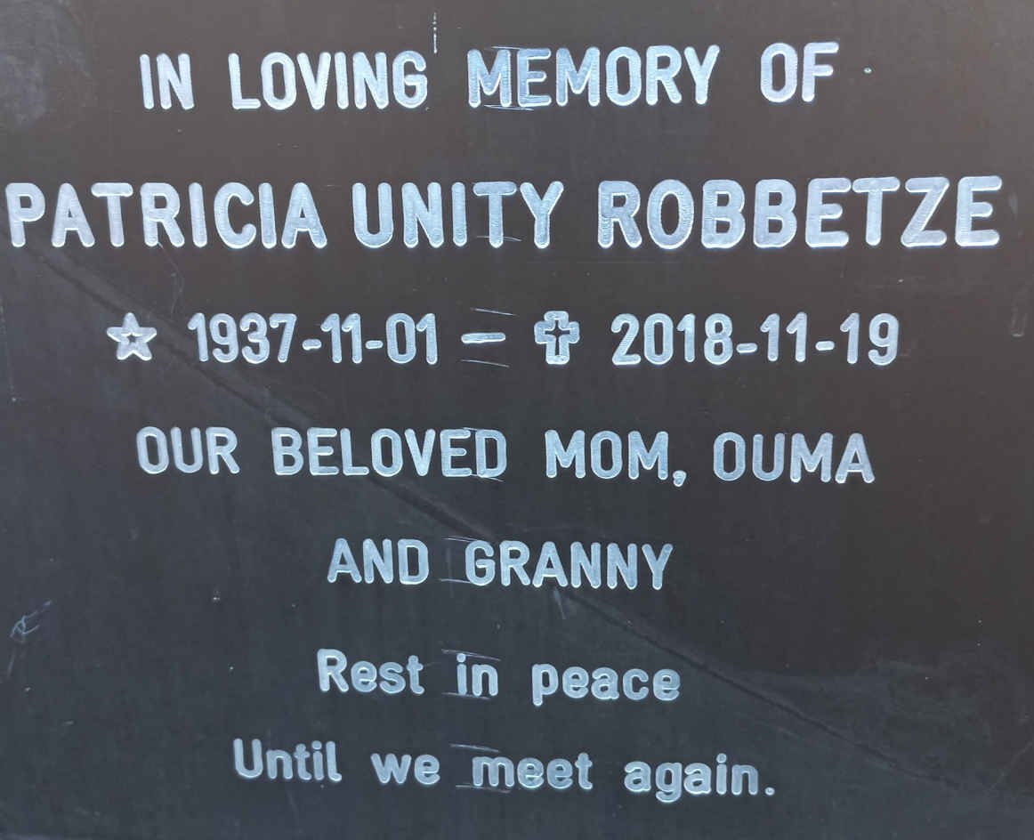 ROBBETZE Patricia Unity 1937-2018
