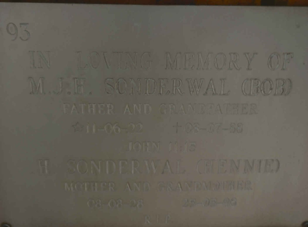 SONDERWAL M.J.H. 1922-1988 &amp; H. 1928-19??