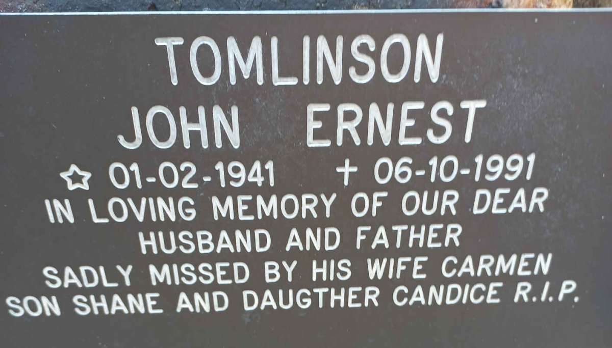 TOMLINSON John Ernest 1941-1991