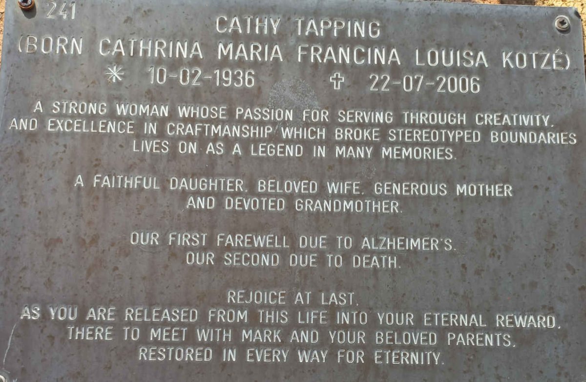 TAPPING Cathrina Maria Francina Louisa nee KOTZE 1936-2006