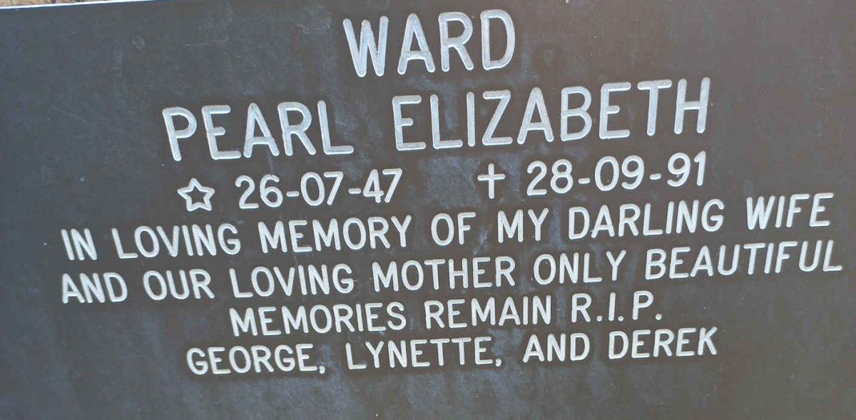 WARD Pearl Elizabeth 1947-1991