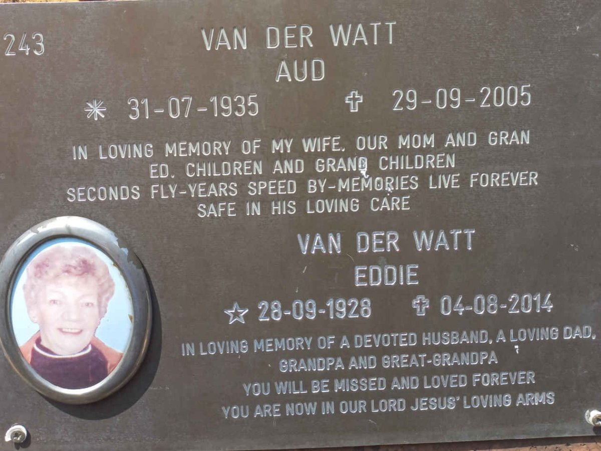WATT Eddie, van der 1928-2014 &amp; Aud 1935-2005