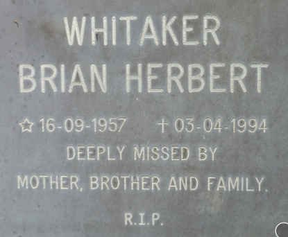 WHITAKER Brian Herbert 1957-1994