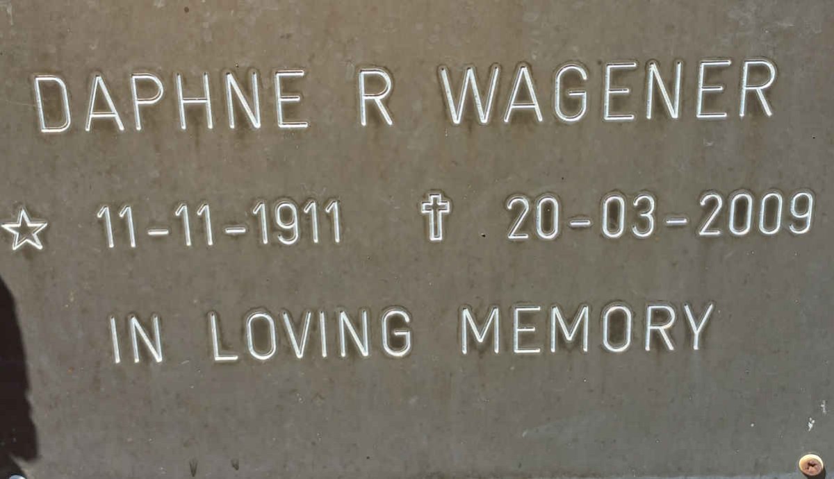 WAGENER Daphne R 1911-2009