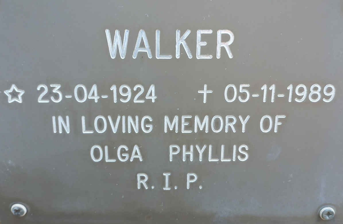 WALKER Olga Phyllis 1924-1989