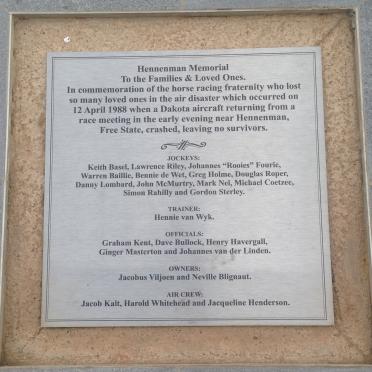 3. Hennenman Memorial 1988 - see names