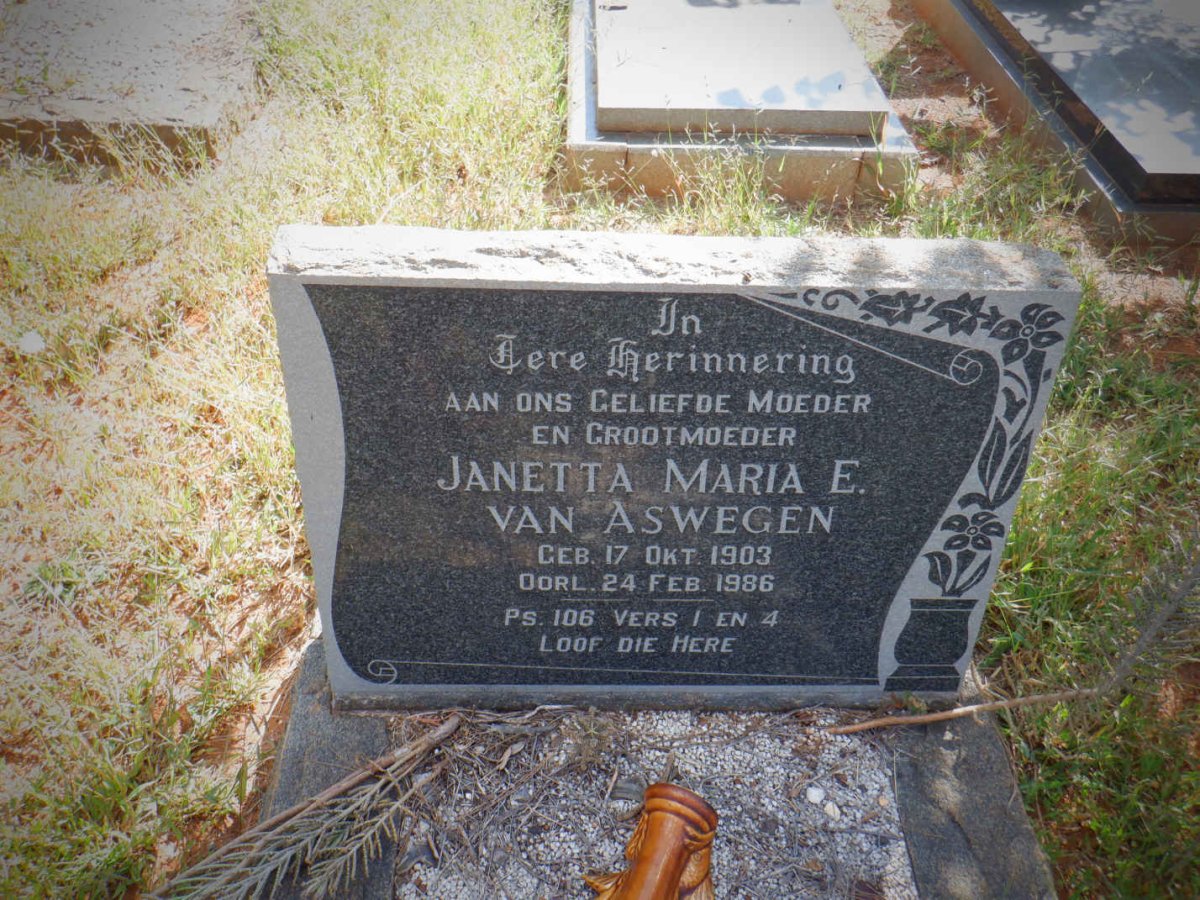 ASWEGEN Janetta Maria E., van 1903-1986