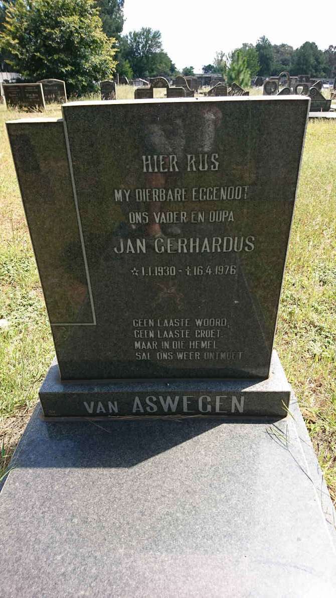 ASWEGEN Jan Gerhardus, van 1930-1976
