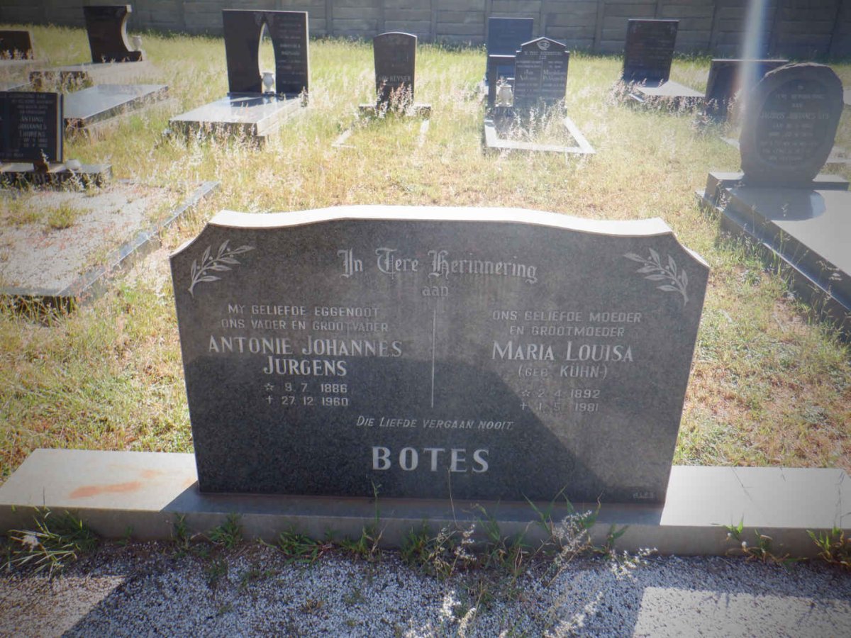 BOTES Antonie Johannes Jurgens 1886-1960 &amp; Maria Louisa KÜHN 1892-1981