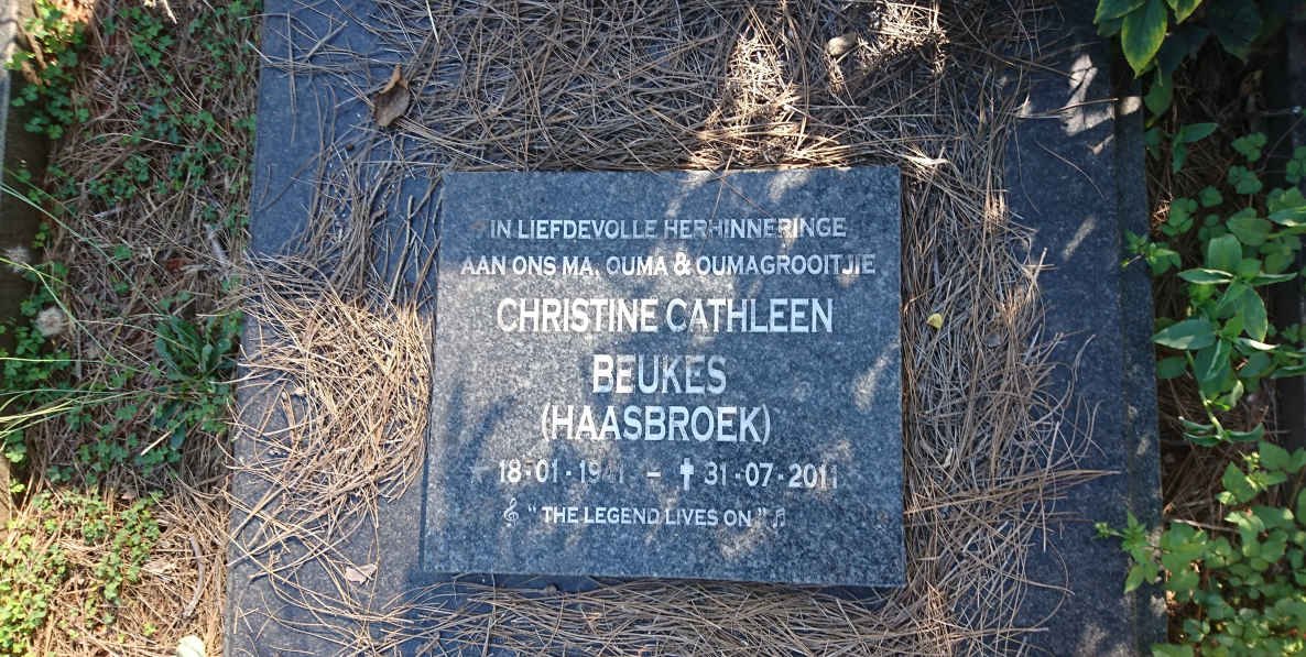 BEUKES Christine Cathleen nee HAASBROEK 1941-2011