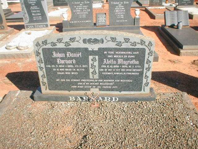 BARNARD Johan Daniël 1894-1977 &amp; Aletta Magrietha 1898-1975