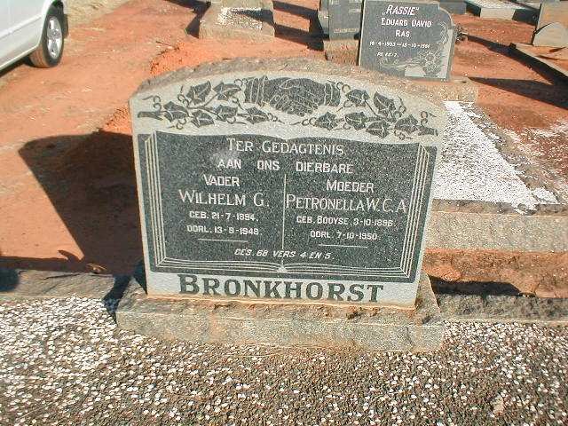 BRONKHORST Wilhelm G. 1894-1948 &amp; Petronella W.C.A. BOOYSE 1896-1950