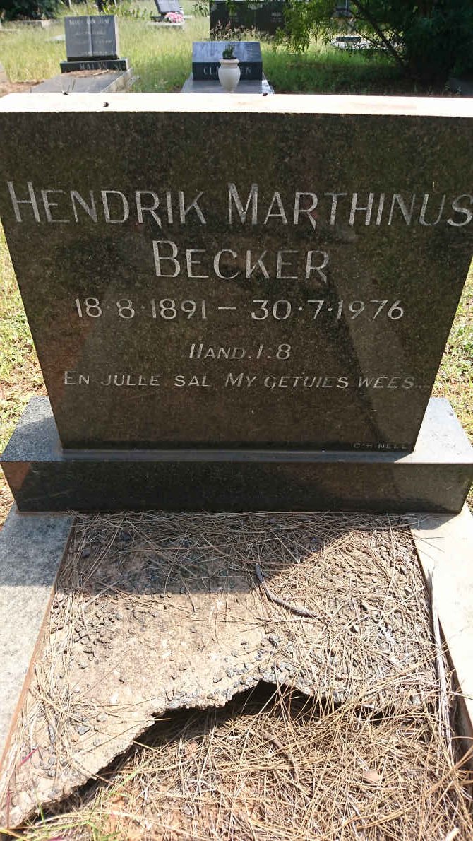 BECKER Hendrik Marthinus 1891-1976