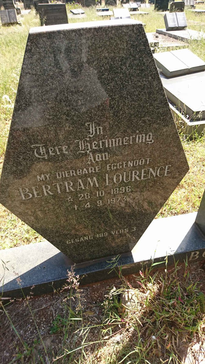 BOWLES Bertram Lourence 1896-1973 &amp; Wilhelmina S.G. COERTZE 1905-1990
