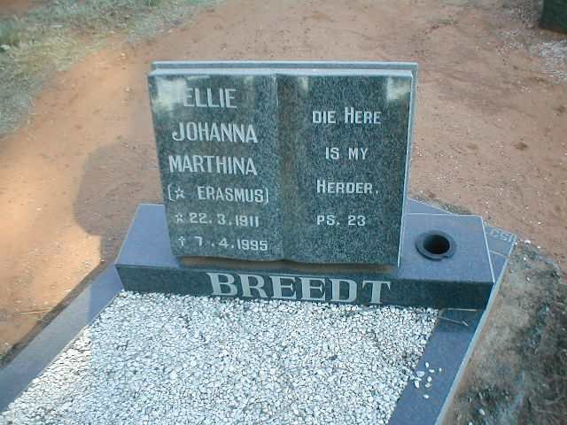 BREEDT  Ellie Johanna Marthina geb. ERASMUS 1911-1995