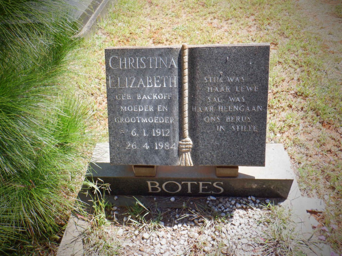 BOTES Christina Elizabeth nee BACKOFF 1912-1984