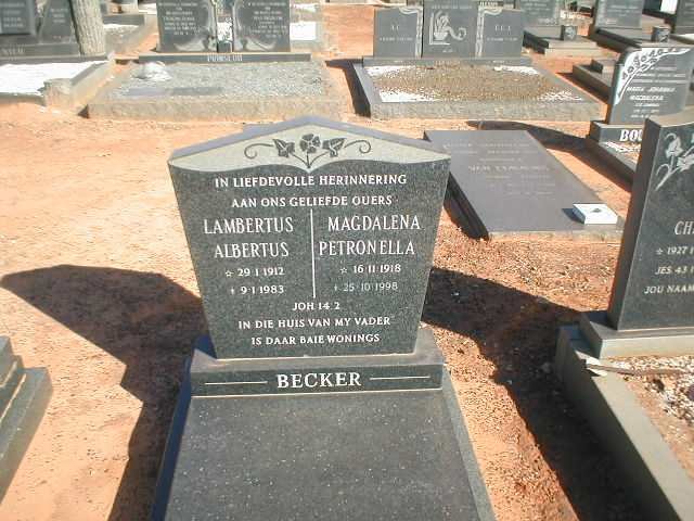 BECKER Lambertus Albertus 1912-1983 &amp; Magdalena Petronella 1918-1998
