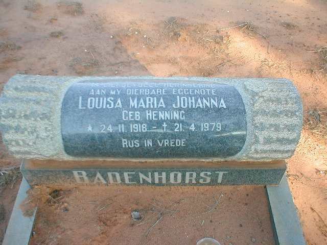 BADENHORST Louisa Maria Johanna nee HENNING 1918-1979