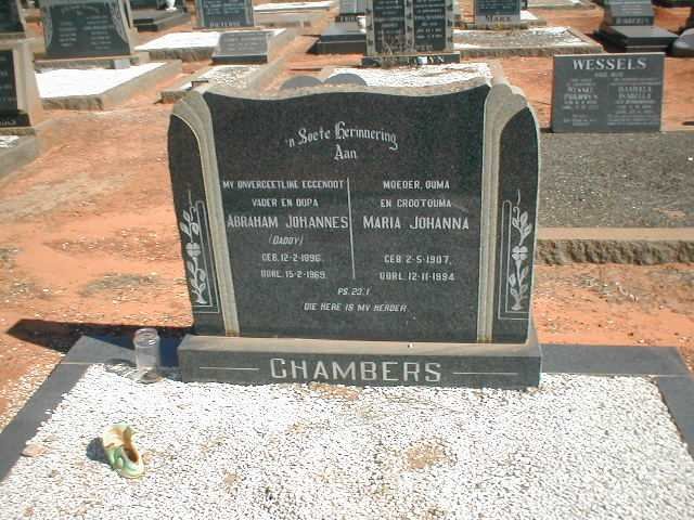 CHAMBERS Abraham Johannes 1896-1969 &amp; Maria Johanna 1907-1994