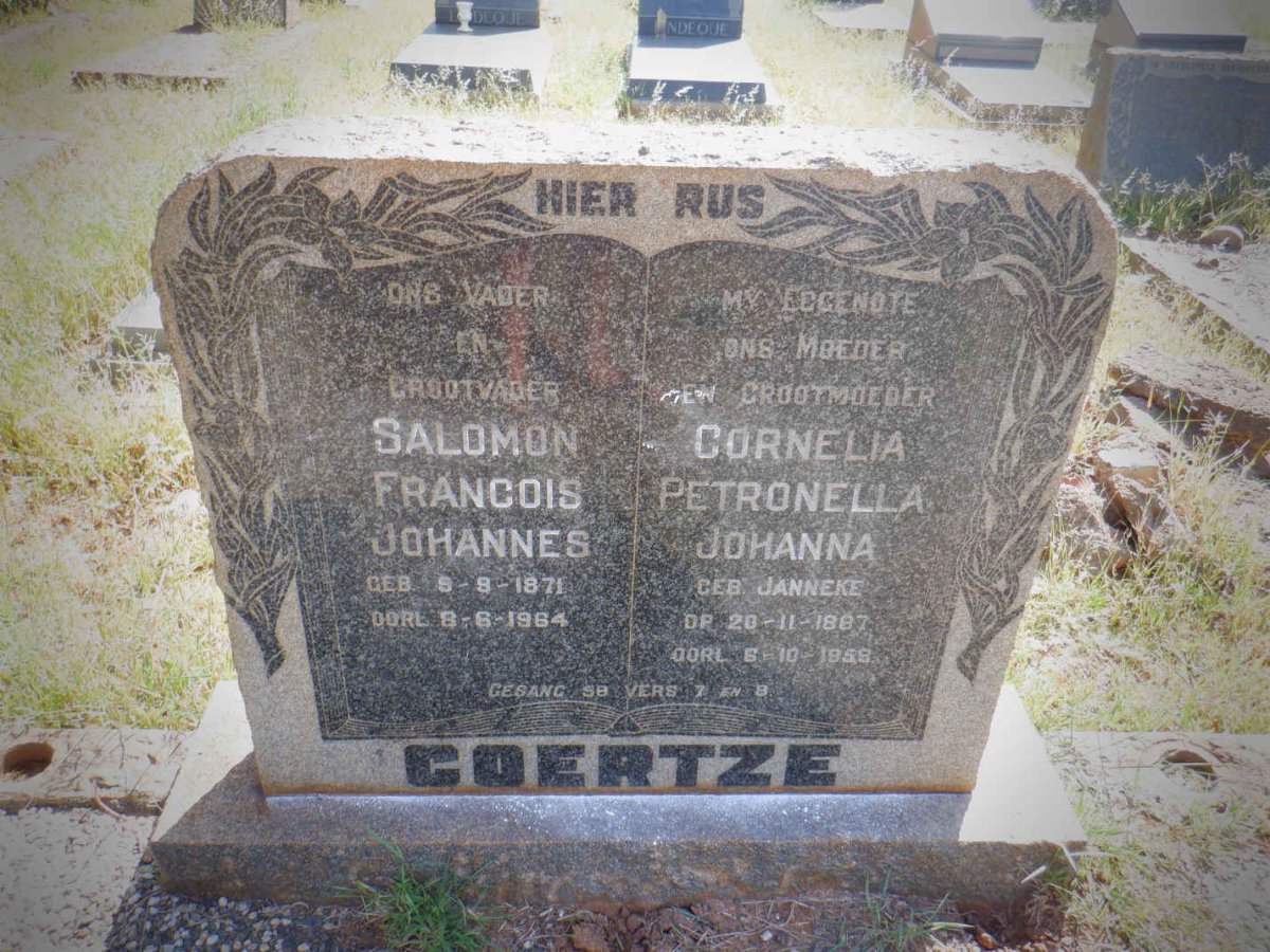 COERTZE Salomon Francois Johannes 1871-1964 &amp; Cornelia Petronella Johanna JANNEKE 1887-1958