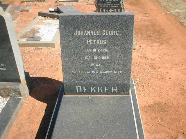 DEKKER Johannes Georg Petrus 1896-1969