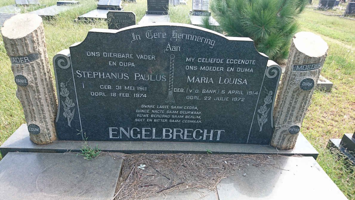 ENGELBRECHT Stephanus Paulus 1911-1974 &amp; Maria Louisa V.D. BANK 1914-1972