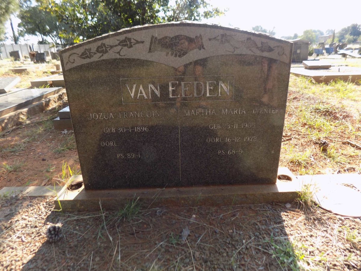 EEDEN Jozua Francois, van 1896- &amp; Martha Maria VENTER 1905-1973