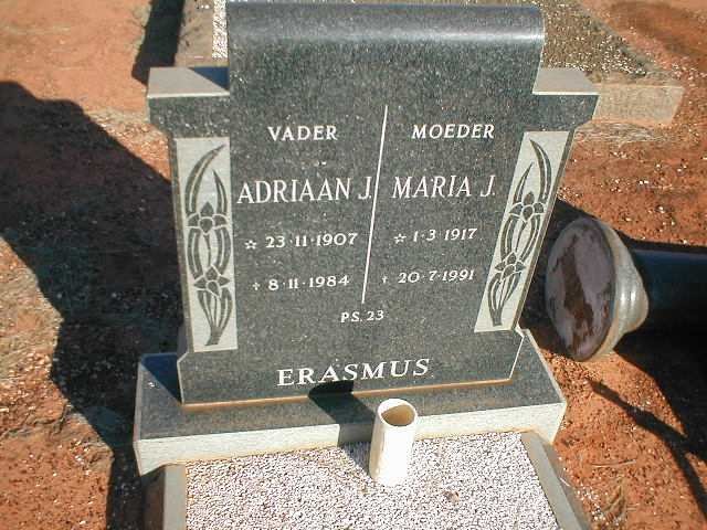 ERASMUS Adriaan J. 1907-1984 &amp; Maria J. 1917-1991