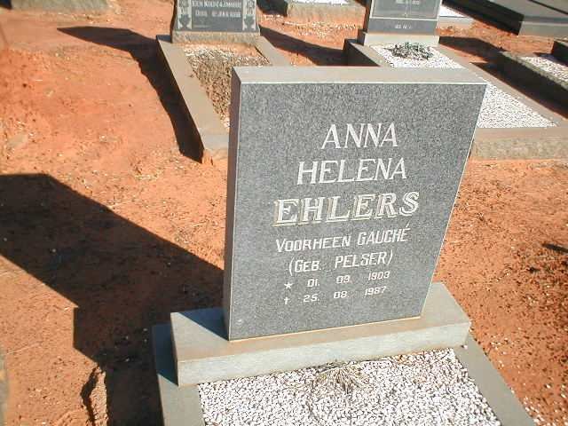 EHLERS Anna Helena voorheen GAUCHE nee PELSER 1903-1987