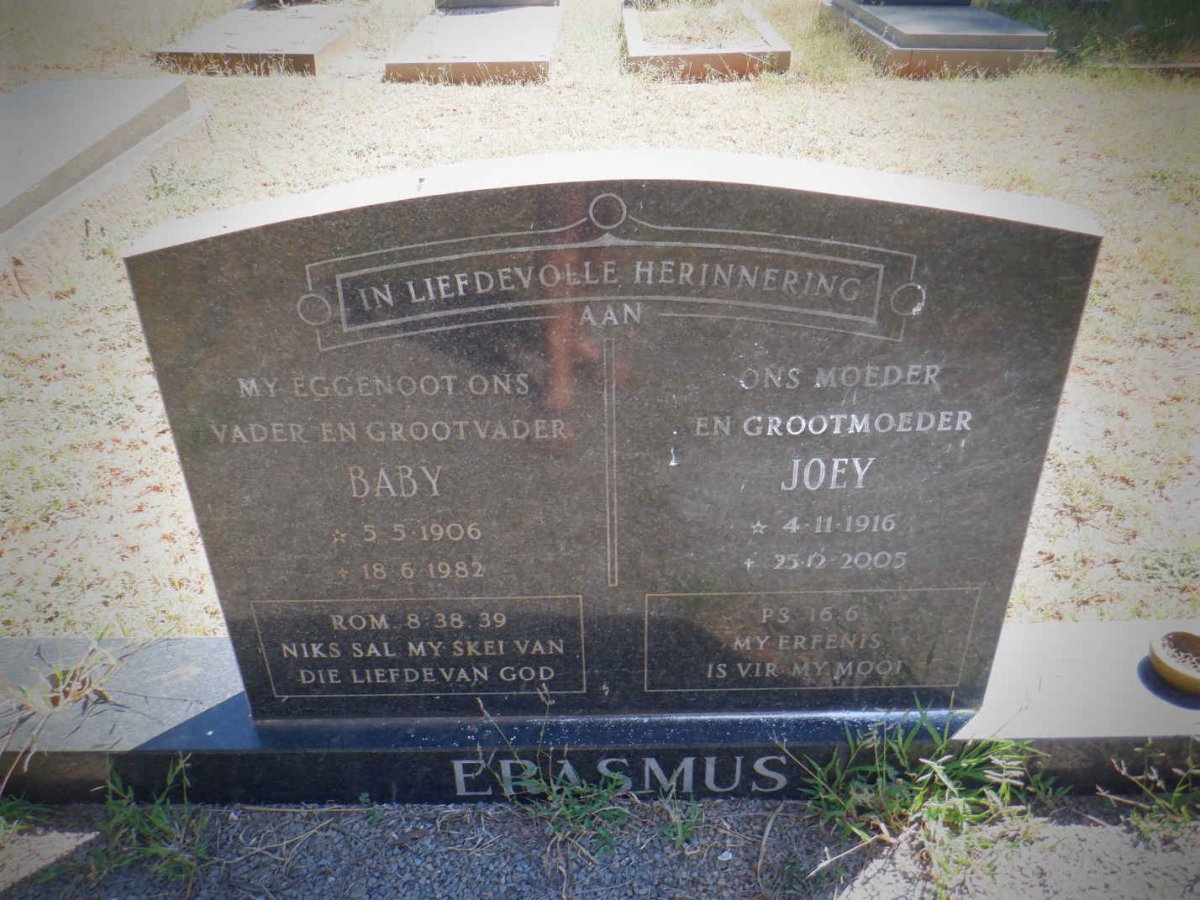ERASMUS Baby 1906-1982 &amp; Joey 1916-2005