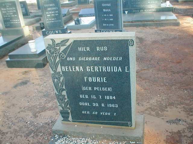 FOURIE Helena Gertruida E. geb. PELSER 1884-1963