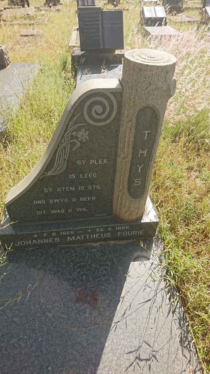 FOURIE Johannes Mattheus 1926-1980