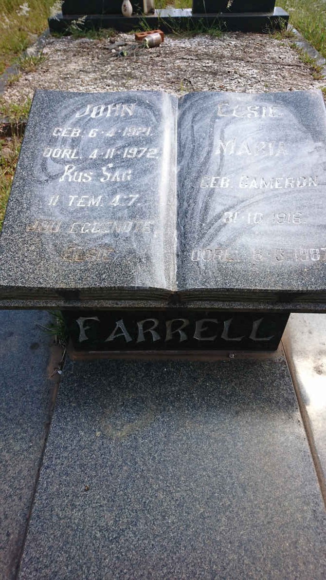 FARRELL John 1921-1972 &amp; Elsie Maria CAMERON 1916-1987