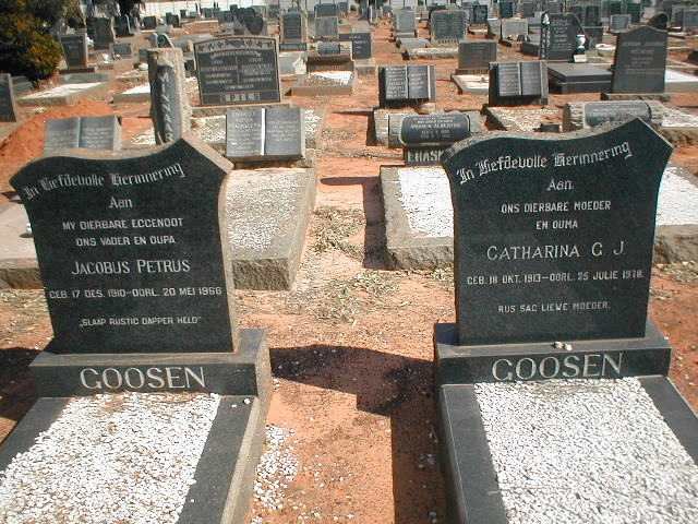GOOSEN Jacobus Petrus 1910-1966 &amp; Catharina C. J. 1913-1978