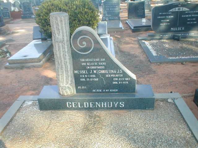 GELDENHUYS Wessel J.W. 1888-1958 &amp; Christina J.S. WOLHUTER 1904-1970