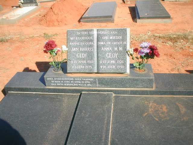 GLOY Jan Harris 1918-1975 &amp; Anna M.M. 1926-1998