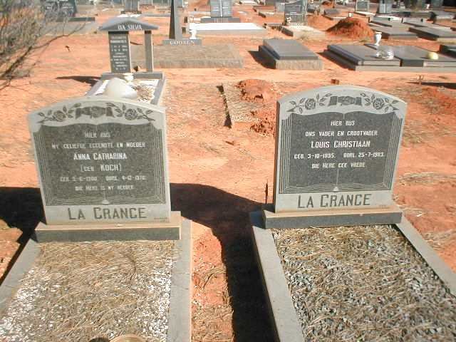 GRANGE  Louis Christiaan, la 1895-1983 &amp; Anna Catharina KOCH 1900-1976