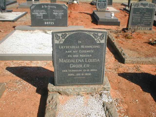 GROBLER  Magdalena Louisa nee VERMAAK 1894-1936