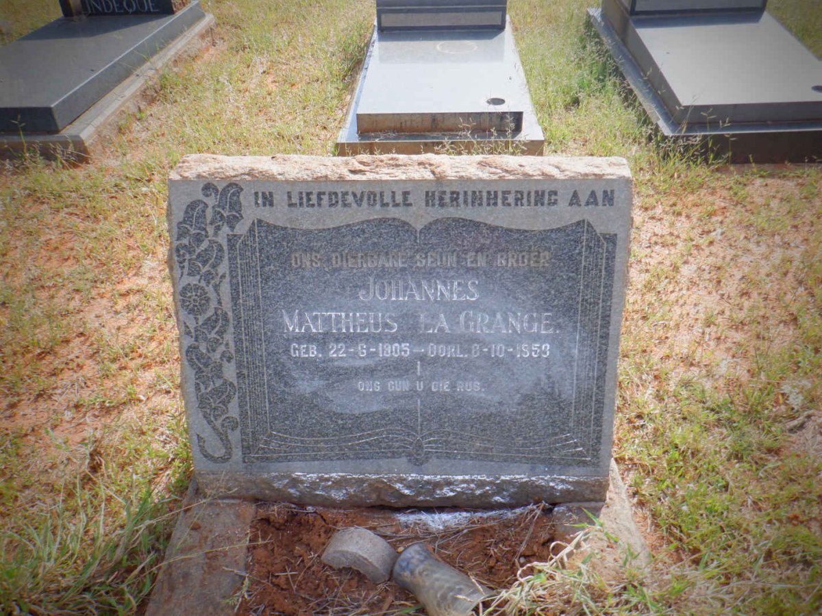 GRANGE Johannes Mattheus, la 1905-1959