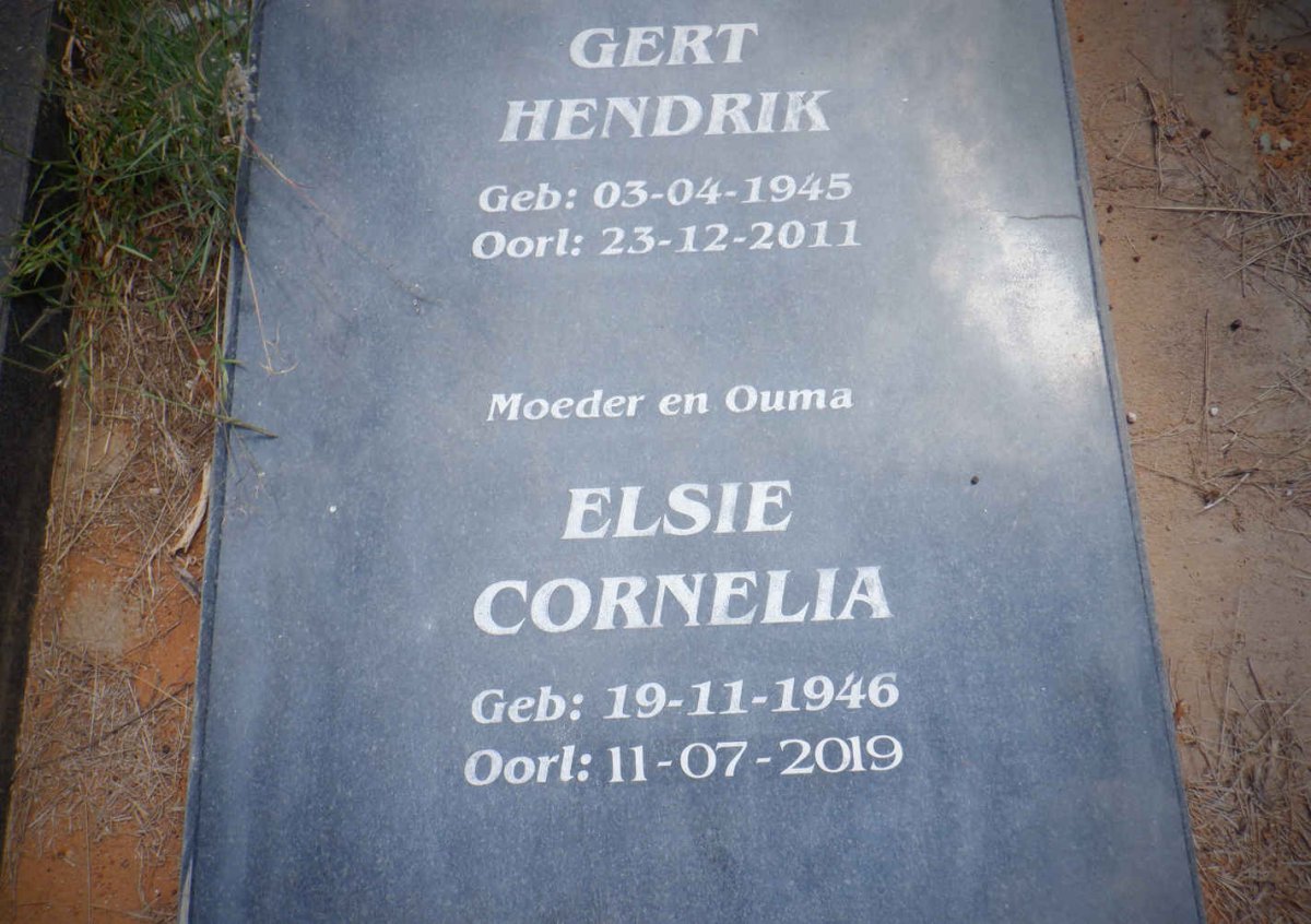 GROBLER Gert Hendrik 1945-2011 &amp; Elsie Cornelia 1946-2019