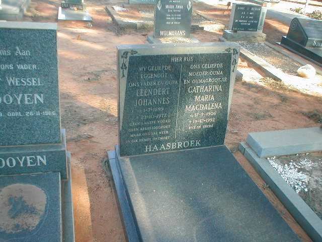 HAASBROEK Leendert Johannes 1899-1977 &amp; Catharina Helena Magdalena 1906-1992
